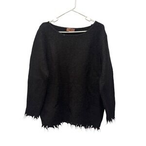 KERISMA Black Distressed Knit Sweater Loose‎ Fit Alpaca Blend Women's M/L